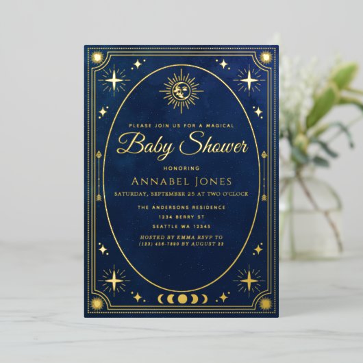 Celestial Tarot Card Kinderdusche Einladung (Stehend vorne)