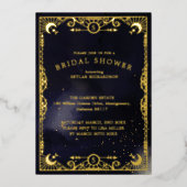 Celestial Tarot Card Sun & Moon Navy Brautparty Folieneinladung (Vorderseite)