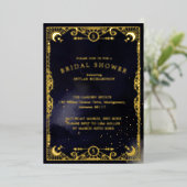 Celestial Tarot Card Sun & Moon Navy Brautparty Folieneinladung (Stehend vorne)