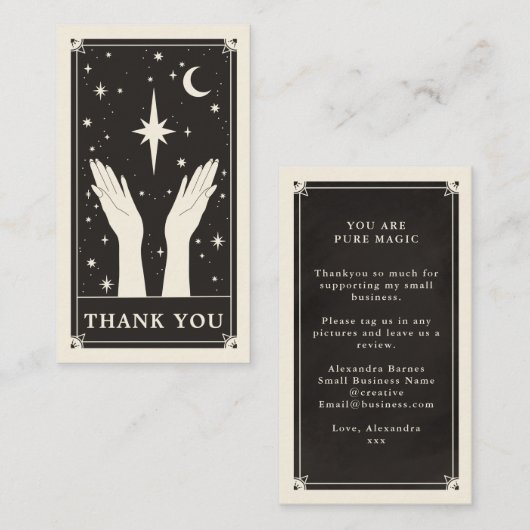 Celestial Tarot danke Ihnen kleine Visitenkarte (Vorne/Hinten)