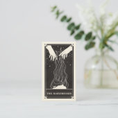 Celestial Tarot Friseur Black Business Card Visitenkarte (Stehend Vorderseite)