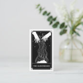 Celestial Tarot Friseur Black Business Card Visitenkarte (Stehend Vorderseite)