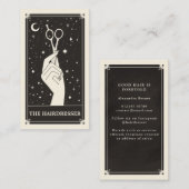 Celestial Tarot Friseur Black Business Card Visitenkarte (Vorne/Hinten)