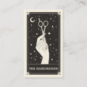 Celestial Tarot Friseur Black Business Card Visitenkarte (Vorderseite)