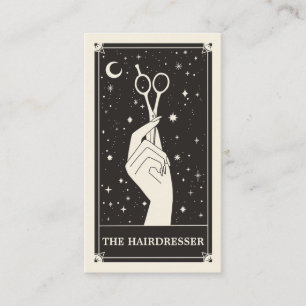 Celestial Tarot Friseur Black Business Card Visitenkarte