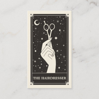 Celestial Tarot Friseur Black Business Card Visitenkarte
