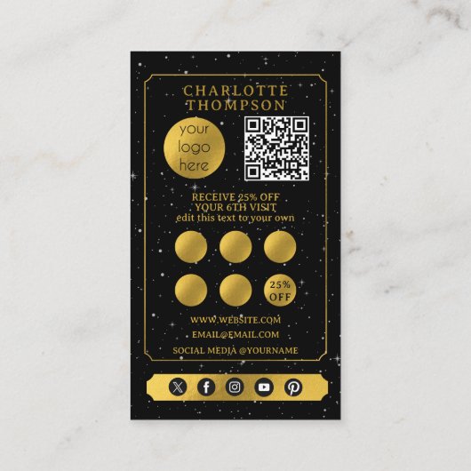 Celestial Tarot Friseur Black Gold Vielen Dank Visitenkarte (Rückseite)