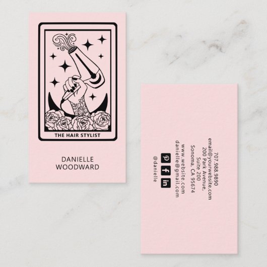 Celestial Tarot Friseur Blush Pink Visitenkarte (Vorne/Hinten)