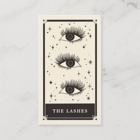 Celestial Tarot Lashes Schwarze Visitenkarte (Vorderseite)