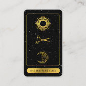 Celestial Tarot Logo Friseur Black Gold Visitenkarte (Vorderseite)