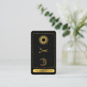 Celestial Tarot Logo Friseur Black Gold Visitenkarte (Stehend Vorderseite)