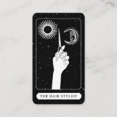 Celestial Tarot Logo Friseur Schwarz-weiß Niedlich Visitenkarte (Vorderseite)