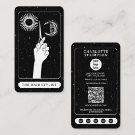 Celestial Tarot Logo Friseur Schwarz-weiß Niedlich Visitenkarte