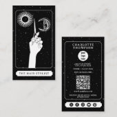 Celestial Tarot Logo Friseur Schwarz-weiß Visitenkarte (Vorne/Hinten)
