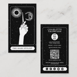 Celestial Tarot Logo Friseur Schwarz-weiß Visitenkarte