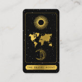 Celestial Tarot Logo Reise Agent Schwarzes Gold Visitenkarte (Vorderseite)