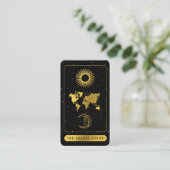 Celestial Tarot Logo Reise Agent Schwarzes Gold Visitenkarte (Stehend Vorderseite)