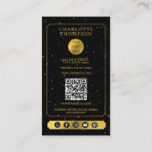 Celestial Tarot Logo Yoga Healer Black Gold Visitenkarte (Rückseite)