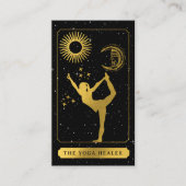 Celestial Tarot Logo Yoga Healer Black Gold Visitenkarte (Vorderseite)