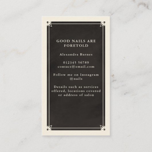 Celestial Tarot Nail Technician Visitenkarte (Rückseite)