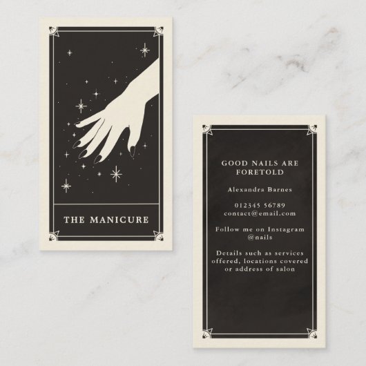 Celestial Tarot Nail Technician Visitenkarte (Vorne/Hinten)