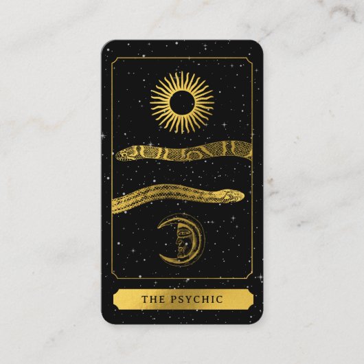 Celestial Tarot Reader Gold Schlangen Psychisch Visitenkarte (Vorderseite)