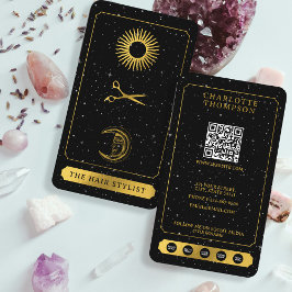 Celestial Tarot Sun Moon Friseur Black Gold Visitenkarte