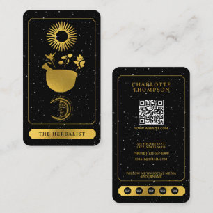 Celestial Tarot Sun Moon Herbalist Naturopath Gold Visitenkarte