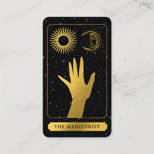 Celestial Tarot Sun Moon Nail Technician Gold Visitenkarte (Vorderseite)