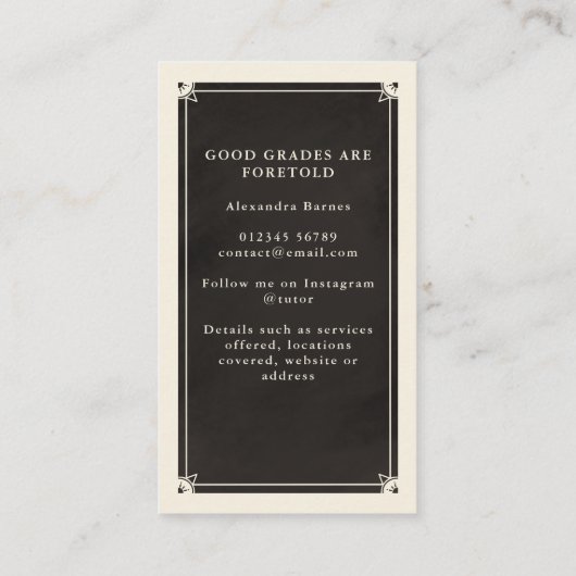 Celestial Tarot Tutor Visitenkarte (Rückseite)