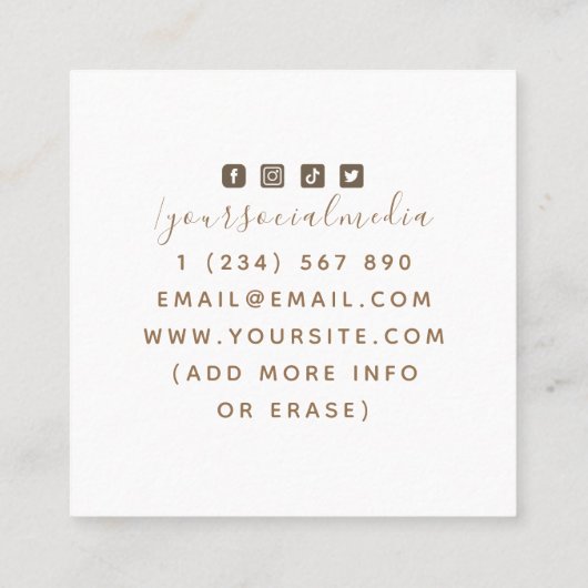 Celestial Tattoo Artist Boho Snake & Social Media Quadratische Visitenkarte (Rückseite)