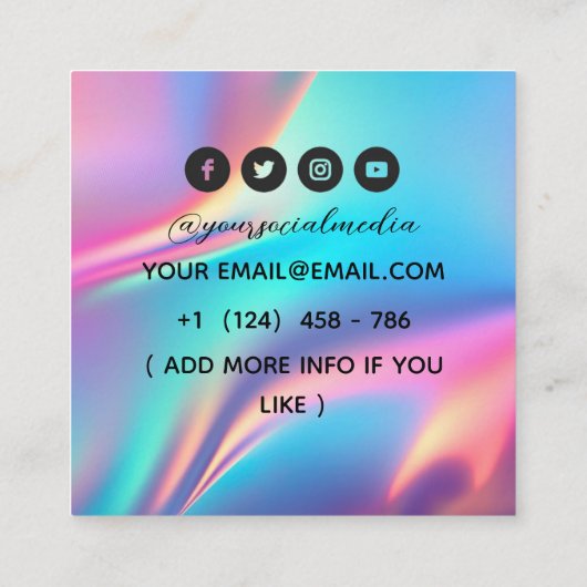 Celestial Tattoo Salon Moon Holographic Quadratische Visitenkarte (Rückseite)