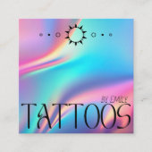 Celestial Tattoo Salon Moon Holographic Quadratische Visitenkarte (Vorderseite)