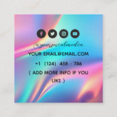 Celestial Tattoo Salon Moon Holographic Quadratische Visitenkarte (Rückseite)