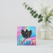 Celestial Tattoo Salon Moon Holographic Quadratische Visitenkarte (Stehend Vorderseite)