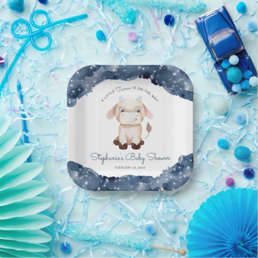 Celestial Taurus Watercolor Babydusche Pappteller (Party)