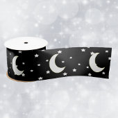Celestial Theme Crescent Moon Stars auf schwarz Satinband