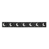 Celestial Theme Crescent Moon Stars auf schwarz Satinband (Vorderseite)