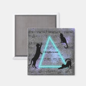 Celestial Three Music Loving Black Cats Magnet (Vorderseite/Rückseite)