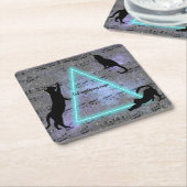 Celestial Three Music Loving Black Cats Rechteckiger Pappuntersetzer (angewinkelt)