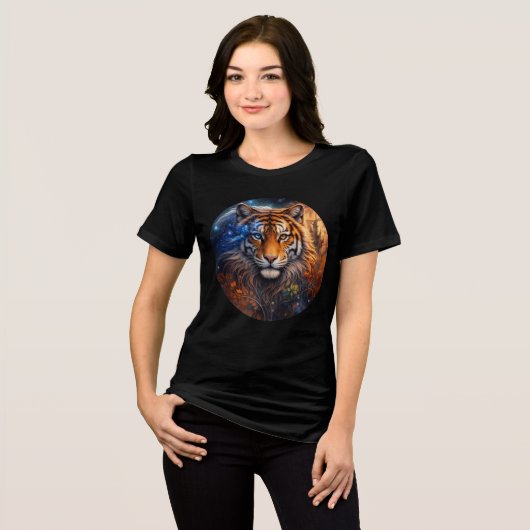 Celestial Tiger – Day and Night Fantasy Art Tri-Blend Shirt (Vorderseite voll)