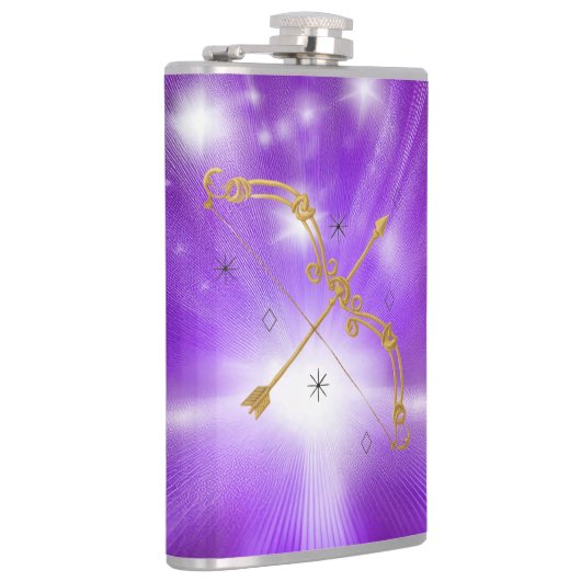 Celestial Traveler: Golden Sagittarius Flachmann (Rechts)