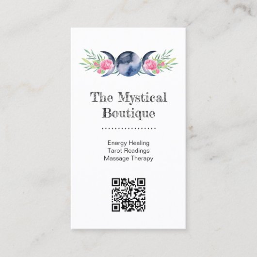 Celestial Triple Moon Goddess Metaphysischer QR-Co Visitenkarte (Vorderseite)