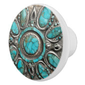 Celestial Turquoise Art with Pewter Keramikknauf (Rechts)
