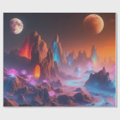 Celestial Twilight Landscape - Alien Planet Geschenkpapier (Flach)