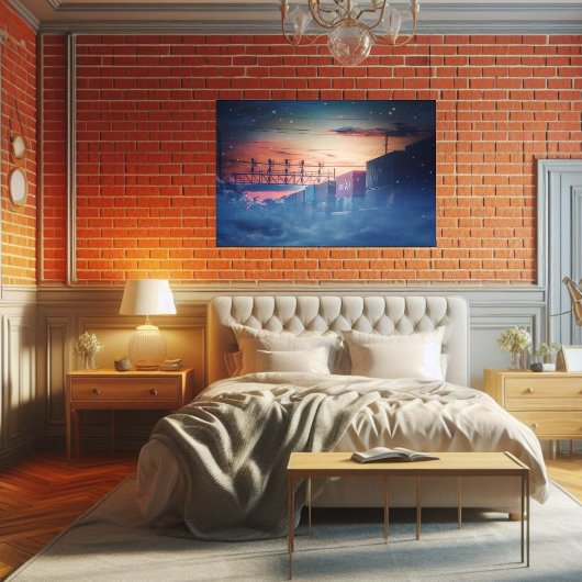 Celestial Twilight Railroad Whimsical Fantasy Art Poster