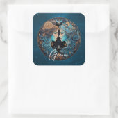 Celestial Twins Zodiac Symbol Black Gold Gemini Quadratischer Aufkleber (Tasche)