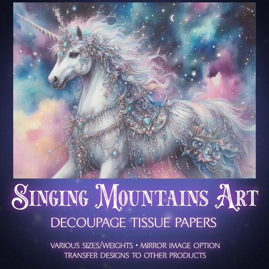 Celestial Unicorn Fairytale Craft Decoupage  Seidenpapier