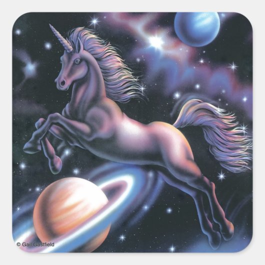Celestial Unicorn Quadratischer Aufkleber (Vorderseite)