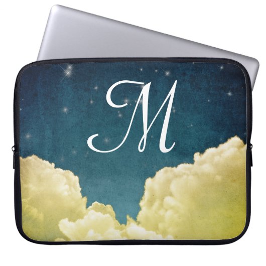 Celestial View Stars Monogramm 15" Laptop Case (Vorderseite)